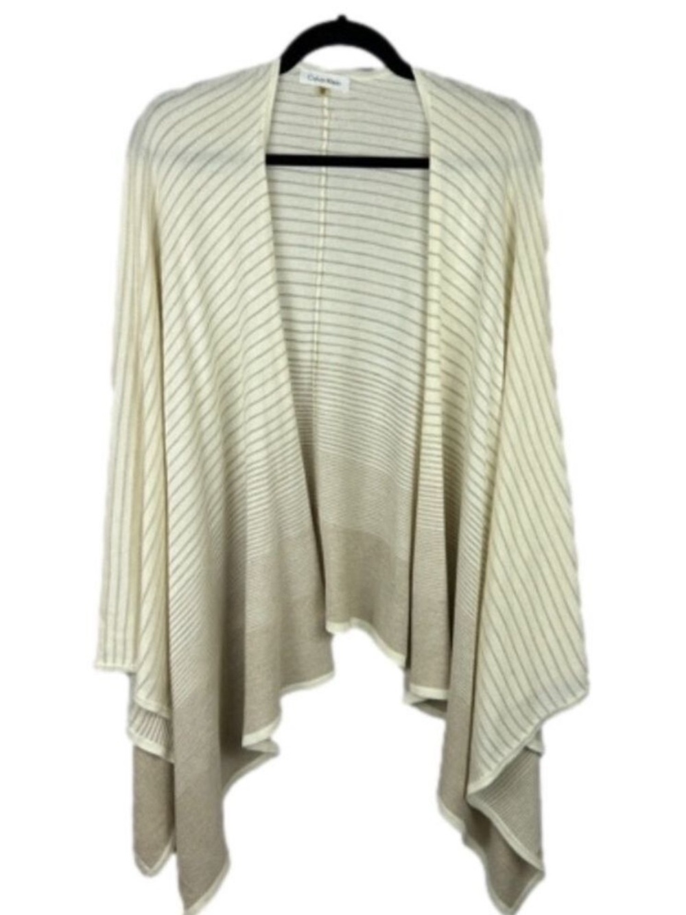 Calvin Klein Classic Striped Ombre Shawl Wrap One Size White Beige